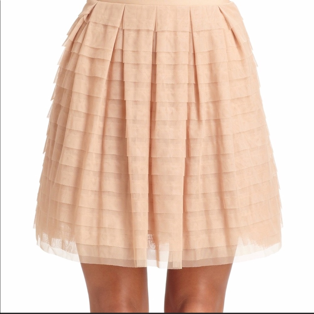 BCBGMaxAzria Blush Layered A-Line Skirt